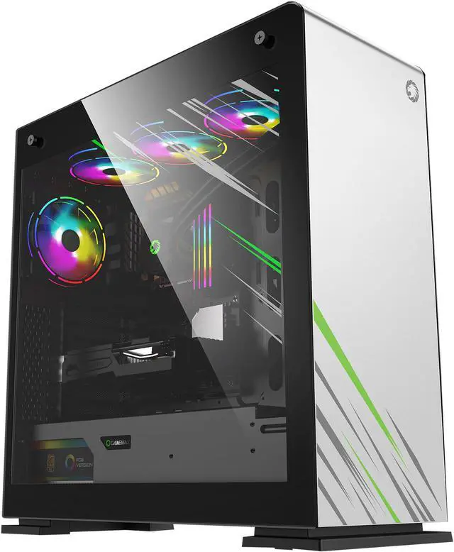 Alt view image 4 of 13 - GAMEMAX Vega Pro White / Black Steel / Tempered Glass ATX Full Tower Gaming Computer Case w/ Dual Tempered Glass Panels and 1 x ARGB Fan x Rear (Pre-Installed)
