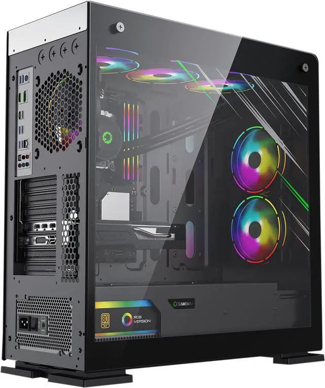 Alt view image 10 of 13 - GAMEMAX Vega Pro White / Black Steel / Tempered Glass ATX Full Tower Gaming Computer Case w/ Dual Tempered Glass Panels and 1 x ARGB Fan x Rear (Pre-Installed)