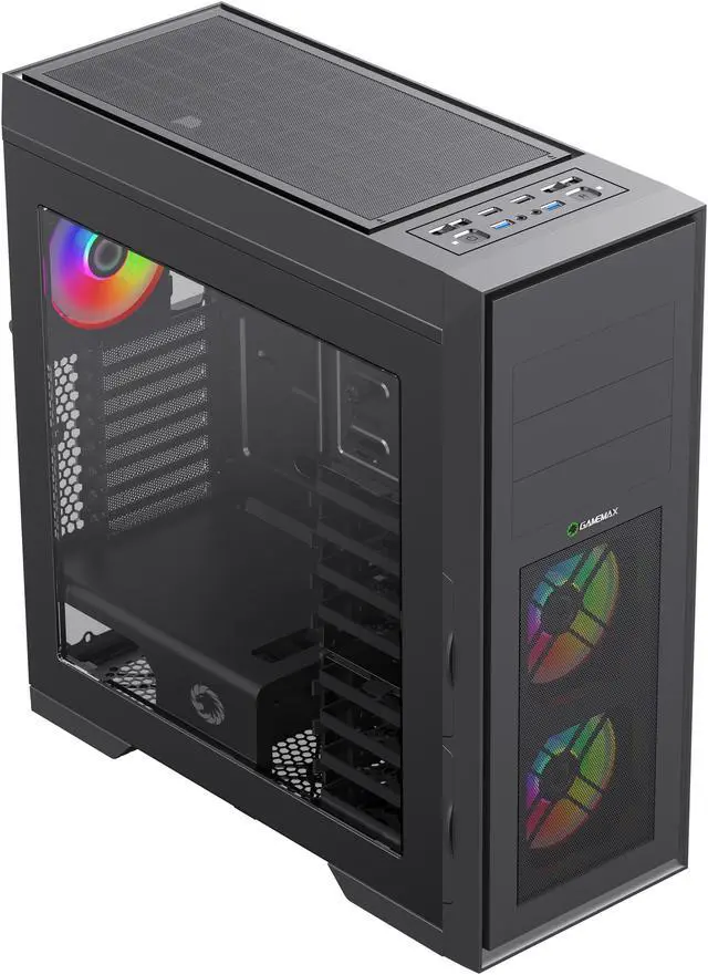 Alt view image 4 of 12 - Gamemax Master M905-RGB USB3.0 E-ATX Full Tower Gaming Computer Case w/ 3 x RGB LED Fans (Pre-Installed)