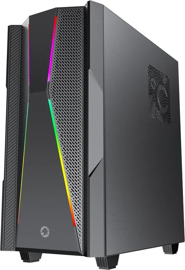 Alt view image 3 of 11 - Gamemax Typhoon COC Black USB3.0 Tempered Glass ATX Mid Tower Gaming Computer Case w/ RGB Strip x Front and 1 x ARGB LED Fan x Rear (Pre-Installed)