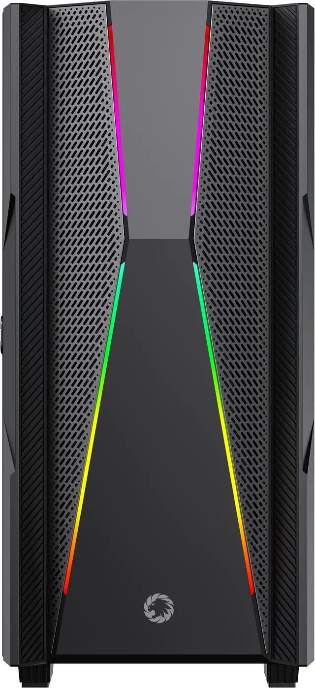 Alt view image 4 of 11 - Gamemax Typhoon COC Black USB3.0 Tempered Glass ATX Mid Tower Gaming Computer Case w/ RGB Strip x Front and 1 x ARGB LED Fan x Rear (Pre-Installed)