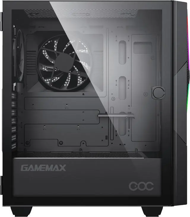 Alt view image 7 of 11 - Gamemax Typhoon COC Black USB3.0 Tempered Glass ATX Mid Tower Gaming Computer Case w/ RGB Strip x Front and 1 x ARGB LED Fan x Rear (Pre-Installed)