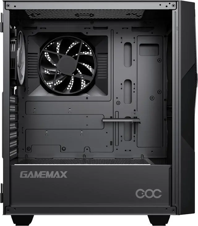 Alt view image 8 of 11 - Gamemax Typhoon COC Black USB3.0 Tempered Glass ATX Mid Tower Gaming Computer Case w/ RGB Strip x Front and 1 x ARGB LED Fan x Rear (Pre-Installed)