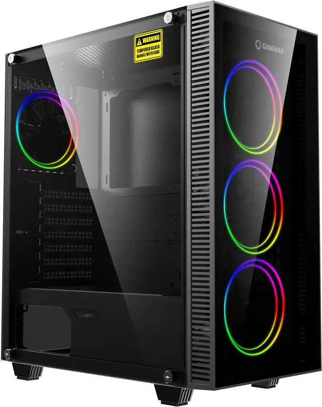 Open Box: Gamemax Draco XD Black USB3.0 Tempered Glass ATX Mid Tower ...