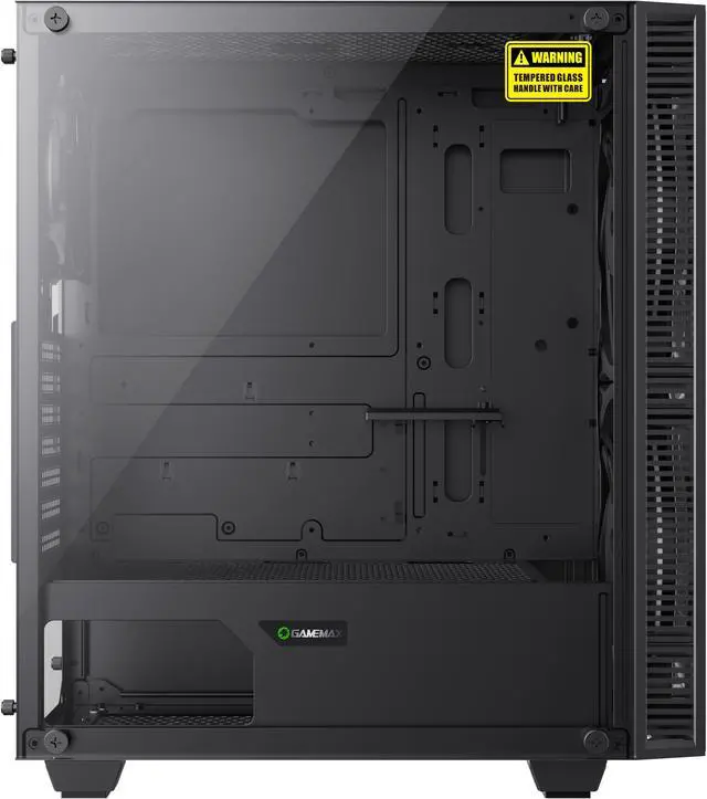 Alt view image 7 of 13 - Gamemax Black Hole Black USB3.0 Tempered Glass ATX Mid Tower Gaming Computer Case w/2 x 200mm ARGB Ring Fan x Front and 1 x 120mm ARGB Ring Fan x Rear (Pre-Installed)