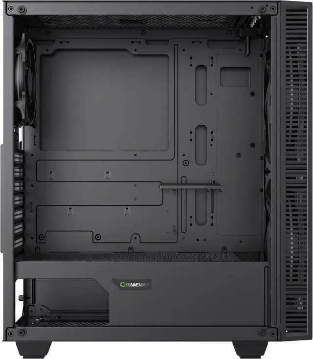 Alt view image 8 of 13 - Gamemax Black Hole Black USB3.0 Tempered Glass ATX Mid Tower Gaming Computer Case w/2 x 200mm ARGB Ring Fan x Front and 1 x 120mm ARGB Ring Fan x Rear (Pre-Installed)