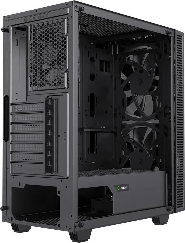 Alt view image 9 of 13 - Gamemax Black Hole Black USB3.0 Tempered Glass ATX Mid Tower Gaming Computer Case w/2 x 200mm ARGB Ring Fan x Front and 1 x 120mm ARGB Ring Fan x Rear (Pre-Installed)
