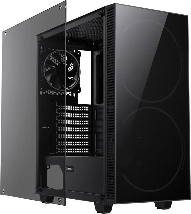 Alt view image 6 of 13 - Gamemax Black Hole Black USB3.0 Tempered Glass ATX Mid Tower Gaming Computer Case w/2 x 200mm ARGB Ring Fan x Front and 1 x 120mm ARGB Ring Fan x Rear (Pre-Installed)