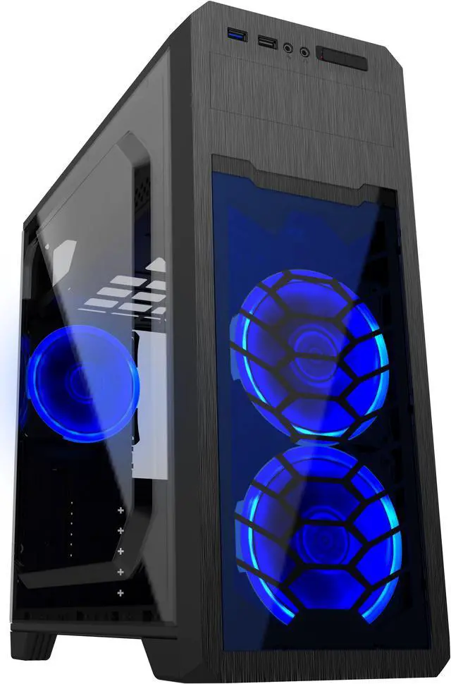 Alt view image 12 of 13 - Gamemax G563 Black Steel ATX Tower USB3.0 Computer Case w/ 3 x Autoflow Rainbow LED  120mmFans (Pre-Installed)