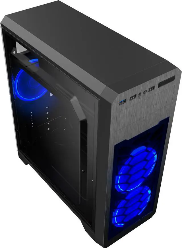 Alt view image 13 of 13 - Gamemax G563 Black Steel ATX Tower USB3.0 Computer Case w/ 3 x Autoflow Rainbow LED  120mmFans (Pre-Installed)
