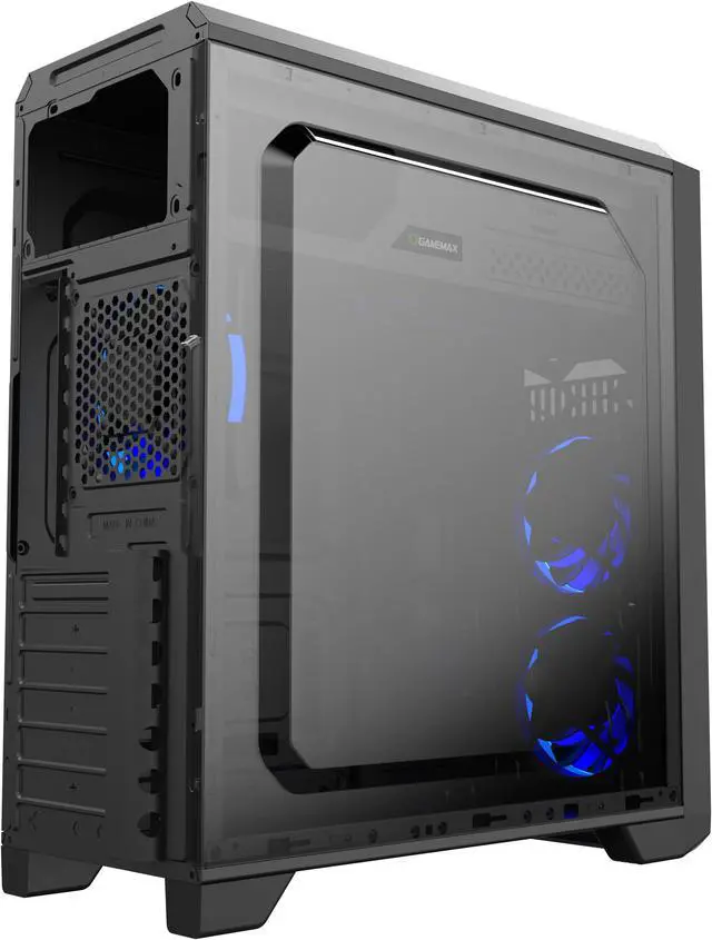 Alt view image 10 of 13 - Gamemax G563 Black Steel ATX Tower USB3.0 Computer Case w/ 3 x Autoflow Rainbow LED  120mmFans (Pre-Installed)