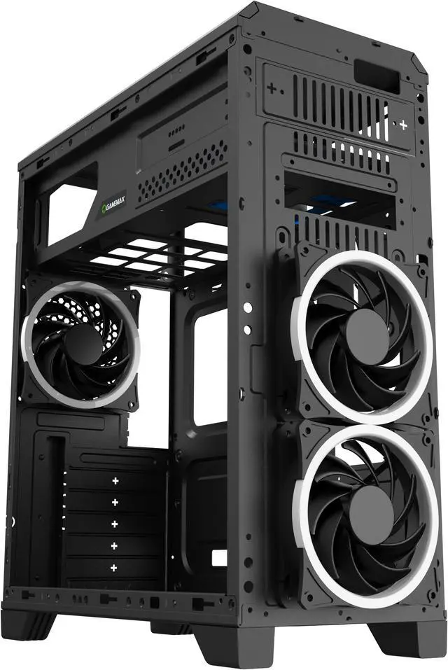 Alt view image 6 of 13 - Gamemax G563 Black Steel ATX Tower USB3.0 Computer Case w/ 3 x Autoflow Rainbow LED  120mmFans (Pre-Installed)