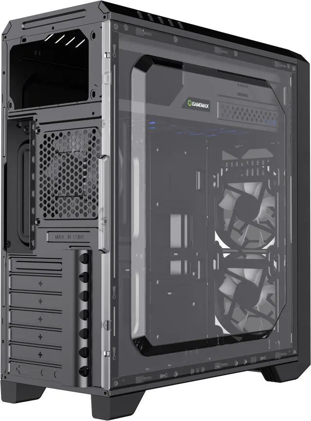 Alt view image 9 of 13 - Gamemax G563 Black Steel ATX Tower USB3.0 Computer Case w/ 3 x Autoflow Rainbow LED  120mmFans (Pre-Installed)