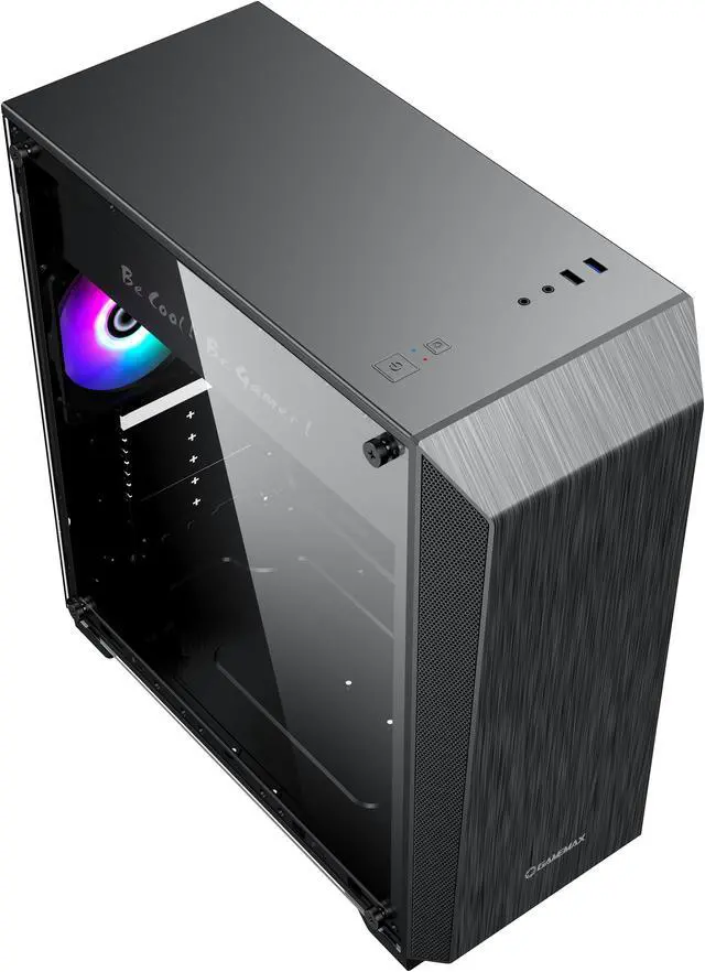 Alt view image 3 of 11 - Gamemax Nova N5 Black USB3.0 Tempered Glass ATX Mid Tower Gaming Computer Case w/  1 x Rainbow LED  Fan x Rear (Pre-Installed)