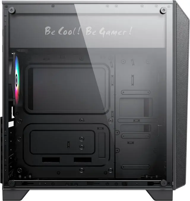 Alt view image 6 of 11 - Gamemax Nova N5 Black USB3.0 Tempered Glass ATX Mid Tower Gaming Computer Case w/  1 x Rainbow LED  Fan x Rear (Pre-Installed)