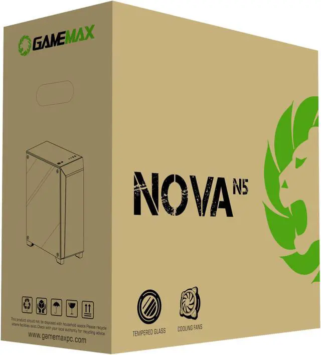 Alt view image 12 of 11 - Gamemax Nova N5 Black USB3.0 Tempered Glass ATX Mid Tower Gaming Computer Case w/  1 x Rainbow LED  Fan x Rear (Pre-Installed)