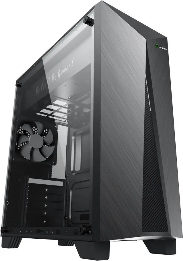 Alt view image 2 of 13 - Gamemax Nova N6 Black USB3.0 Tempered Glass ATX Mid Tower Gaming Computer Case w/  RGB Strip x Front and 1 x RGB Rainbow Fan x Rear (Pre-Installed)