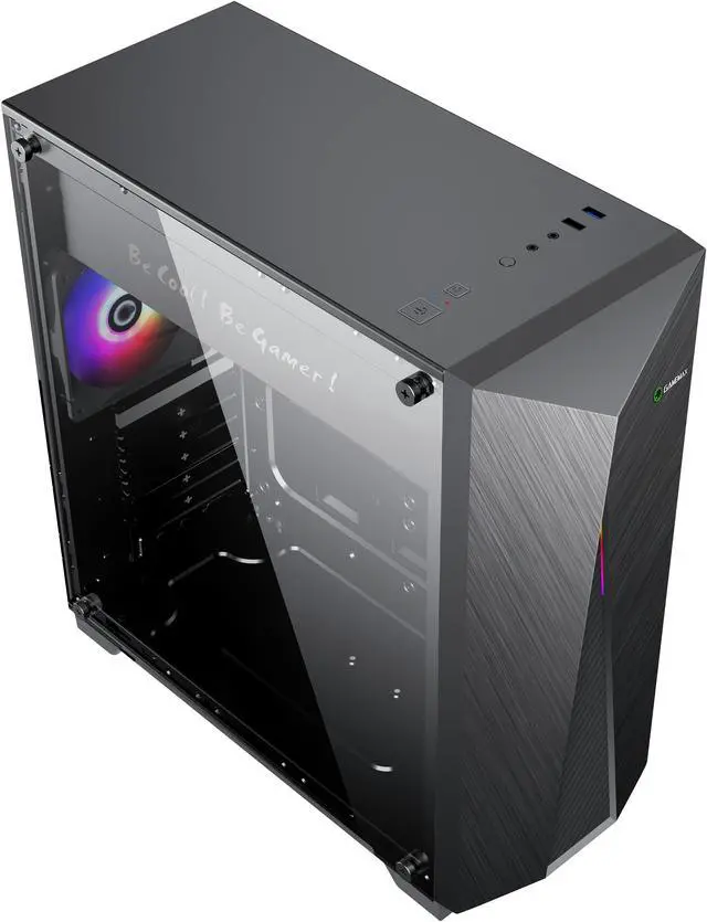 Alt view image 6 of 13 - Gamemax Nova N6 Black USB3.0 Tempered Glass ATX Mid Tower Gaming Computer Case w/  RGB Strip x Front and 1 x RGB Rainbow Fan x Rear (Pre-Installed)
