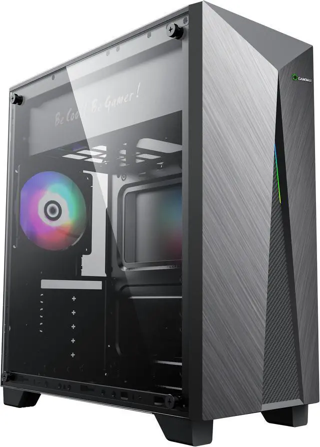 Alt view image 11 of 13 - Gamemax Nova N6 Black USB3.0 Tempered Glass ATX Mid Tower Gaming Computer Case w/  RGB Strip x Front and 1 x RGB Rainbow Fan x Rear (Pre-Installed)