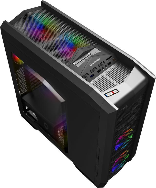 Alt view image 3 of 15 - Gamemax Dragon Knight USB3.0 E-ATX Full Tower Gaming Computer Case w/ 5 x ARGB Rainbow Fans (Pre-Installed)