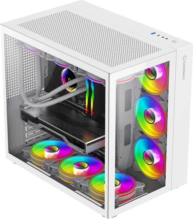 GameMax Infinity Mid-Tower ATX PC Gaming Case, Tempered Glass Side Panel |  White