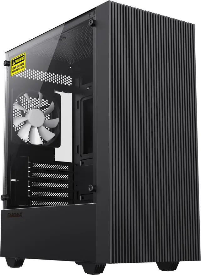 Alt view image 2 of 14 - Gamemax Edge Black USB3.0 Tempered Glass Micro ATX Gaming Computer Case w/Tempered Glass Panel and 1 x ARGB LED Fan x Rear (Pre-Installed