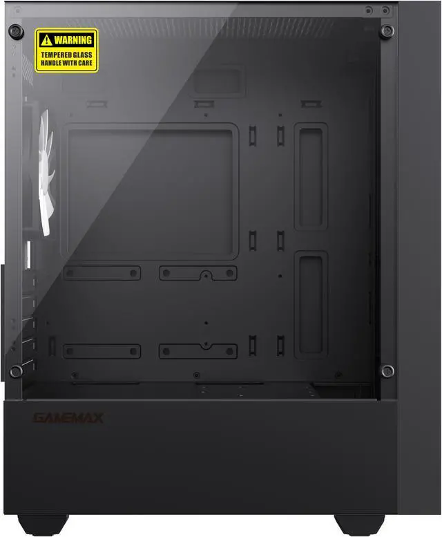 Alt view image 7 of 14 - Gamemax Edge Black USB3.0 Tempered Glass Micro ATX Gaming Computer Case w/Tempered Glass Panel and 1 x ARGB LED Fan x Rear (Pre-Installed