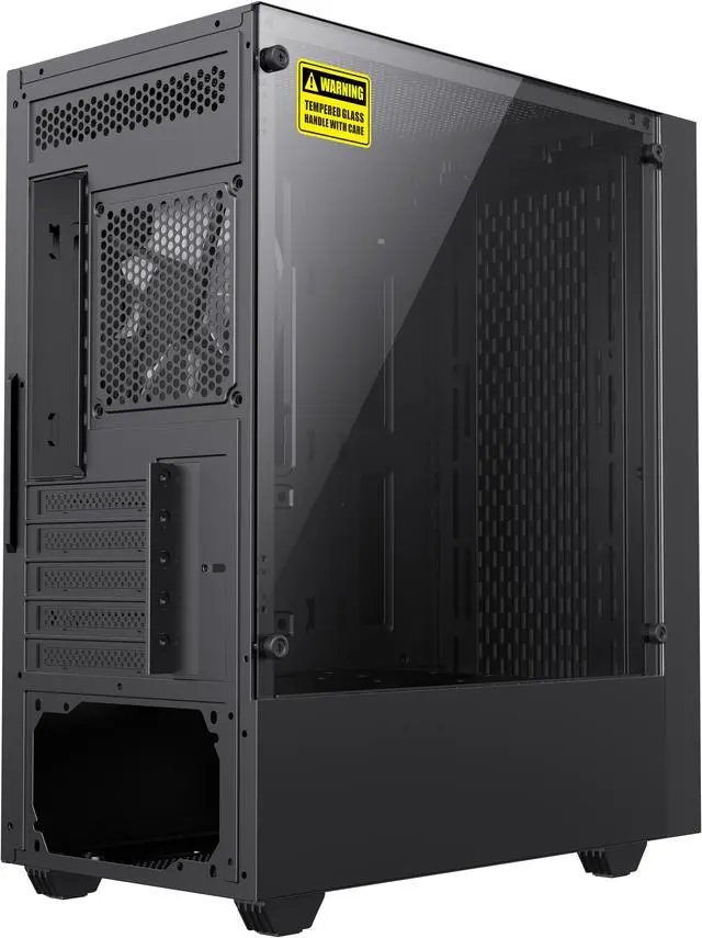 Alt view image 9 of 14 - Gamemax Edge Black USB3.0 Tempered Glass Micro ATX Gaming Computer Case w/Tempered Glass Panel and 1 x ARGB LED Fan x Rear (Pre-Installed