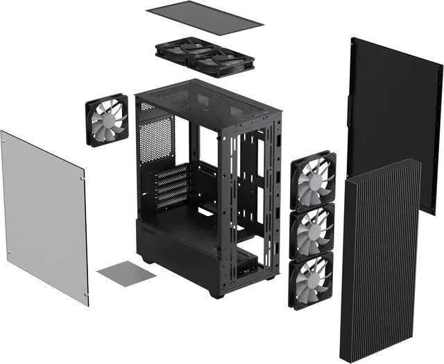 Alt view image 13 of 14 - Gamemax Edge Black USB3.0 Tempered Glass Micro ATX Gaming Computer Case w/Tempered Glass Panel and 1 x ARGB LED Fan x Rear (Pre-Installed