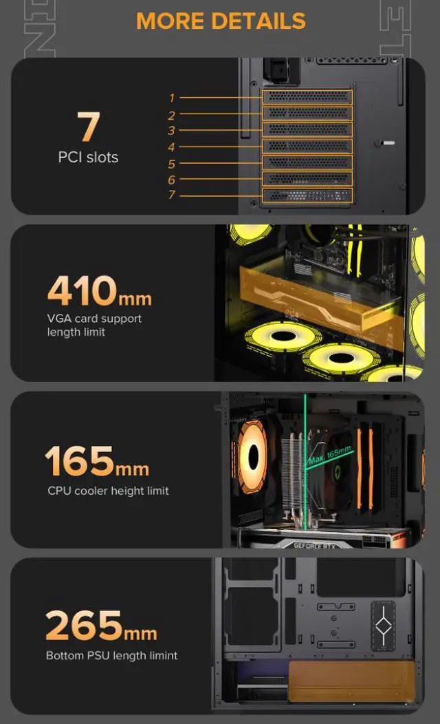 Alt view image 5 of 15 - GAMEMAX VISTA AB Black USB3.0/Type C Tempered Glass Mid-tower ATX Computer Case w/6  x 120mm ARGB PWM Fans (2 x MB side, 3 x PSU Top Cover, 1 x Rear) Pre-Installed, Support 4090 GPU and 360mm AIO