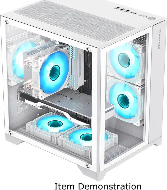 Alt view image 3 of 11 - GAMEMAX INFINITY MINI White Tempered Glass USB3.0 PC Case-Supports Flex-ATX/Mini-ITX - Fans Not Included