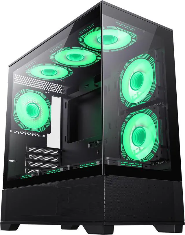 Alt view image 2 of 16 - GAMEMAX VISTA MB Black USB3.0 Micro-ATX Tower Tempered Glass Computer Case. Fan is Not Included.