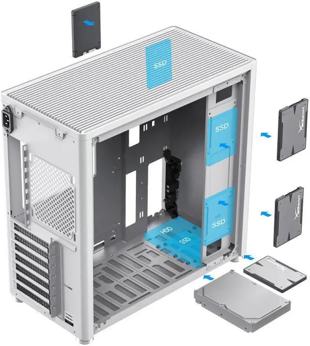 Alt view image 10 of 13 - GAMEMAX MESHBOX White ATX Deskop Chassis-Micro ATX / ATX / Mini ITX/ DTX- Fully Mesh Side Panel