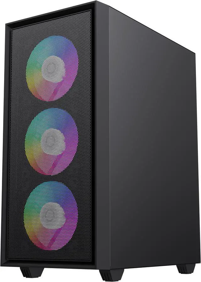 Alt view image 3 of 12 - GAMEMAX Storm WH Black Micro-ATX Gaming Case-Pre-installed 1x  Autoflow Rainbow LED Fan  x Rear Pre-Installed