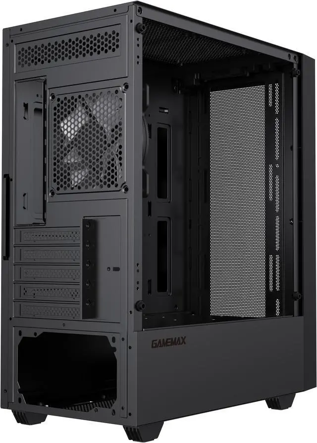 Alt view image 9 of 12 - GAMEMAX Storm WH Black Micro-ATX Gaming Case-Pre-installed 1x  Autoflow Rainbow LED Fan  x Rear Pre-Installed