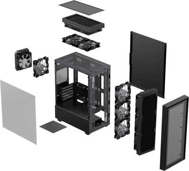 Alt view image 12 of 12 - GAMEMAX Storm WH Black Micro-ATX Gaming Case-Pre-installed 1x  Autoflow Rainbow LED Fan  x Rear Pre-Installed
