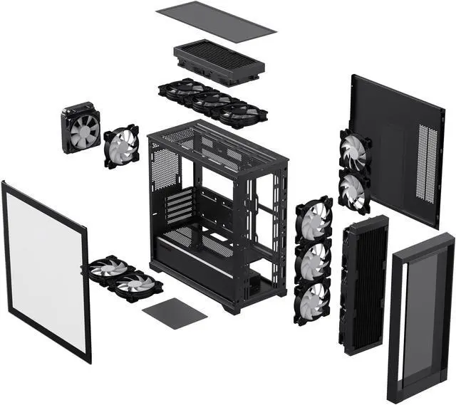 Alt view image 10 of 14 - GameMax Defender Mesh Black USB3.0 Micro-ATX Gaming PC Computer Case, Pre-installed 4x ARGB Fan, Support 4000 Series GPU and 360mm AIO