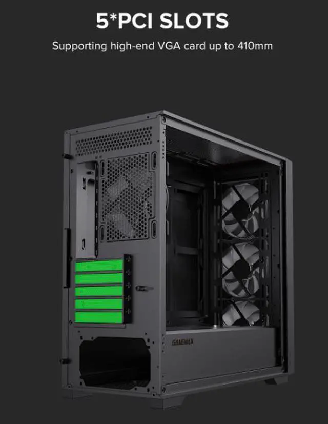 Alt view image 7 of 14 - GameMax Defender Mesh Black USB3.0 Micro-ATX Gaming PC Computer Case, Pre-installed 4x ARGB Fan, Support 4000 Series GPU and 360mm AIO