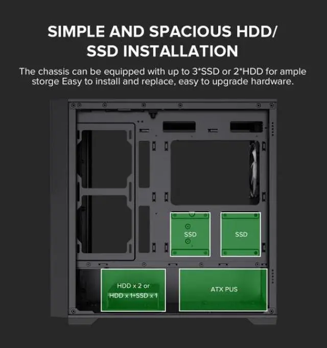 Alt view image 8 of 14 - GameMax Defender Mesh Black USB3.0 Micro-ATX Gaming PC Computer Case, Pre-installed 4x ARGB Fan, Support 4000 Series GPU and 360mm AIO