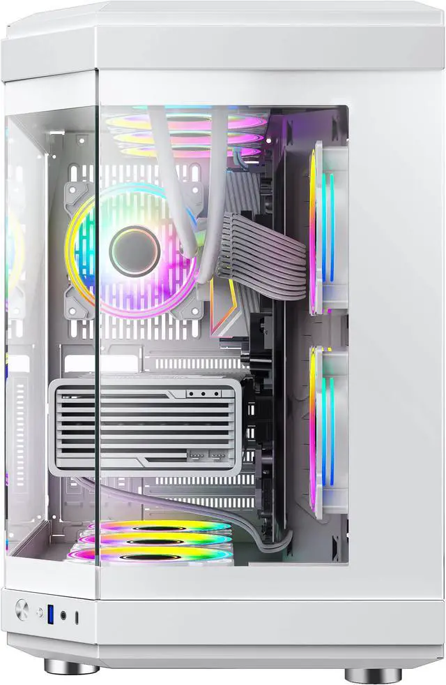 Alt view image 2 of 14 - GAMEMAX HYPE White USB3.0/Type C Panoramic Tempered Glass ATX Mid-Tower PC case w/3 xARGB Fans(Pre-Installed)