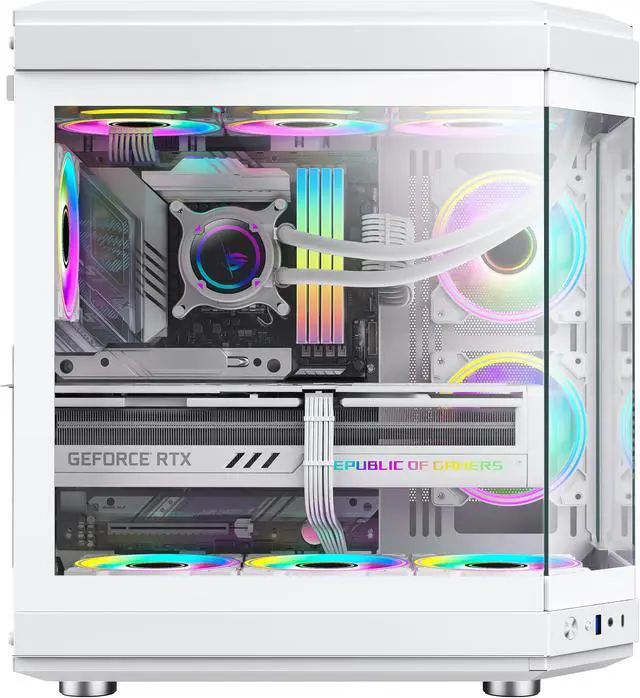 Alt view image 3 of 14 - GAMEMAX HYPE White USB3.0/Type C Panoramic Tempered Glass ATX Mid-Tower PC case w/3 xARGB Fans(Pre-Installed)