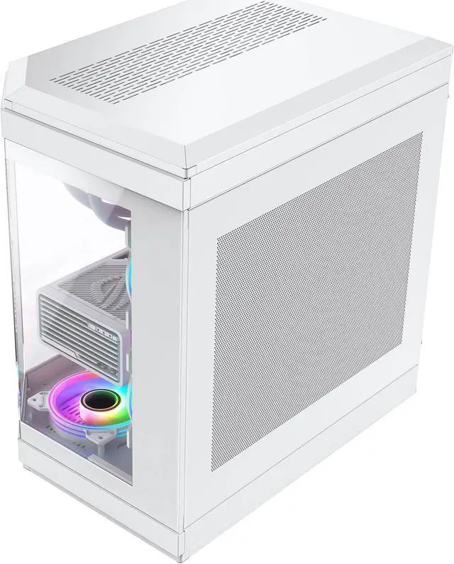 Alt view image 5 of 14 - GAMEMAX HYPE White USB3.0/Type C Panoramic Tempered Glass ATX Mid-Tower PC case w/3 xARGB Fans(Pre-Installed)