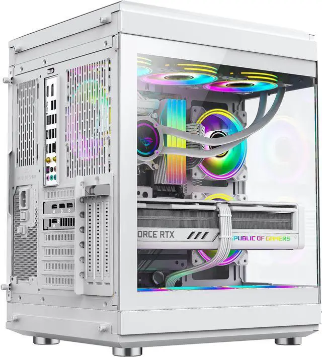 Alt view image 6 of 14 - GAMEMAX HYPE White USB3.0/Type C Panoramic Tempered Glass ATX Mid-Tower PC case w/3 xARGB Fans(Pre-Installed)