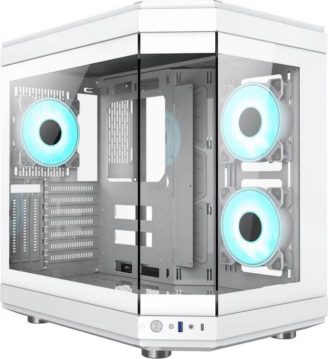 Alt view image 12 of 14 - GAMEMAX HYPE White USB3.0/Type C Panoramic Tempered Glass ATX Mid-Tower PC case w/3 xARGB Fans(Pre-Installed)