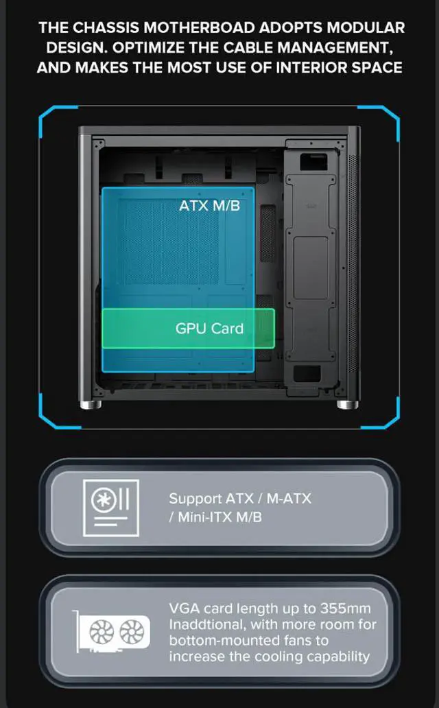 Alt view image 6 of 12 - GAMEMAX MeshBox PRO ATX Chassis-Black