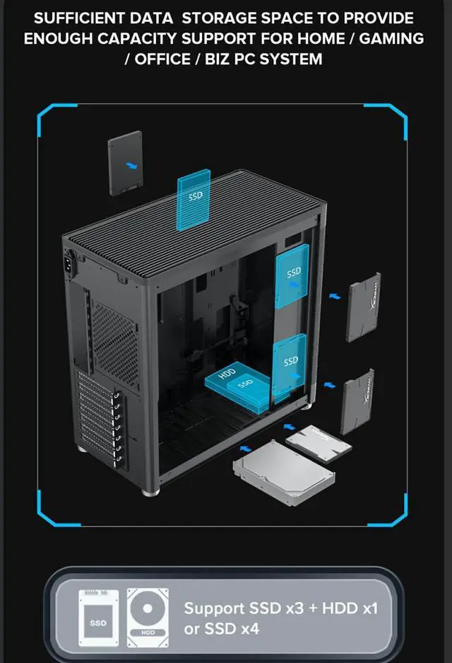 Alt view image 7 of 12 - GAMEMAX MeshBox PRO ATX Chassis-Black