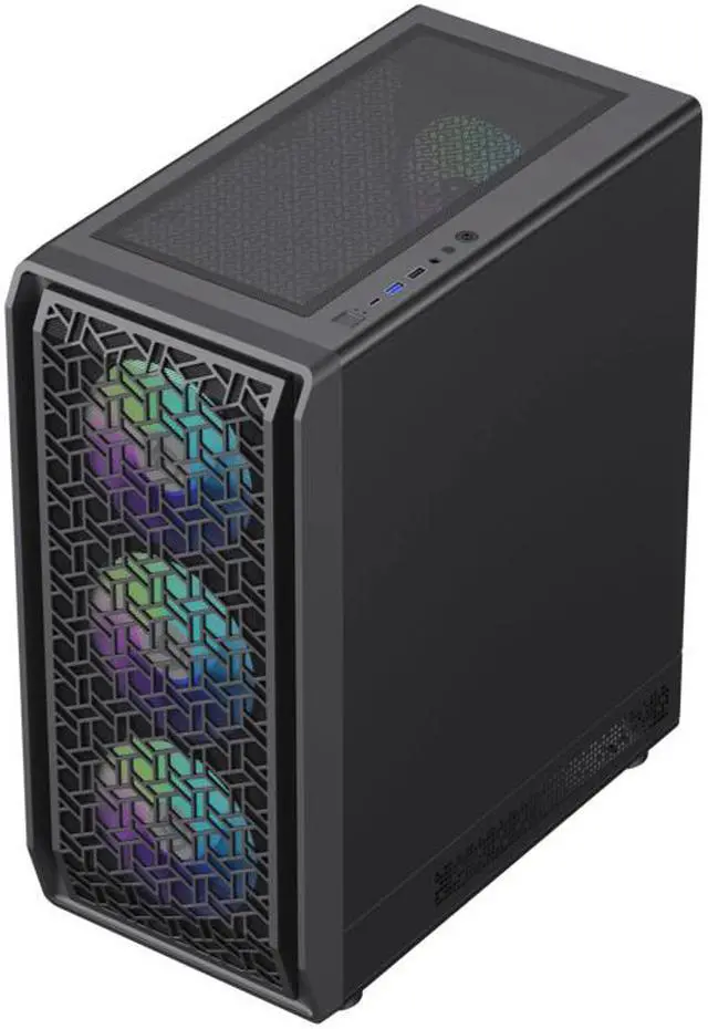 Alt view image 7 of 11 - GAMEMAX Forge MB Premium USB3.0 + Type C Black Tempered Glass Micro ATX Computer Gaming Case w/4 x ARGB Fans Pre-Installed