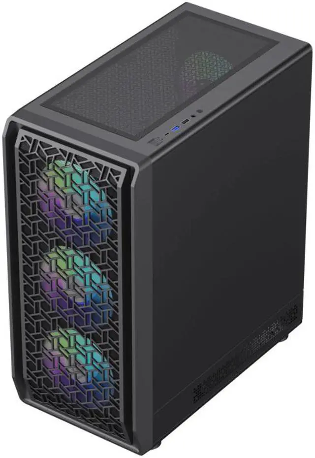 Alt view image 11 of 11 - GAMEMAX Forge MB Premium USB3.0 + Type C Black Tempered Glass Micro ATX Computer Gaming Case w/4 x ARGB Fans Pre-Installed