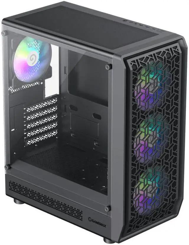 Alt view image 4 of 11 - GAMEMAX Forge MB Premium USB3.0 + Type C Black Tempered Glass Micro ATX Computer Gaming Case w/4 x ARGB Fans Pre-Installed