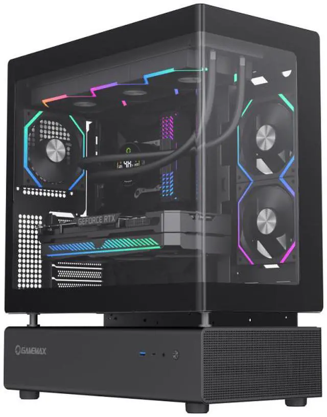 Main image of GAMEMAX Infinity N80 BK Black Curved Tempered Glass USB3.0/Type C ATX Mid Tower Case w/6 PWM ARGB Fans (Pre-Installed)